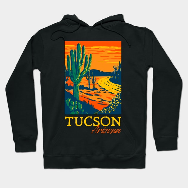 Tucson Arizona Cactus Vintage Retro Desert Souvenir Hoodie by grendelfly73